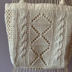 📍FIRM📍VTG Cotton Knit and Canvas Tote MUST BUNDLE